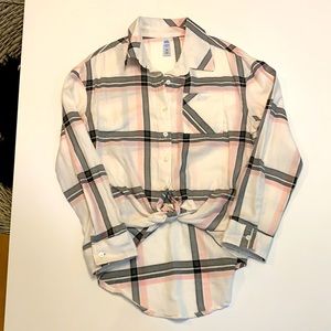 Justice Tie Front Button Down Shirt